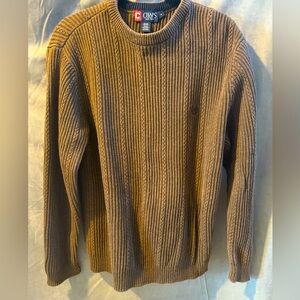 Chaps Vintage Brown Ribbed Cotton Sweater | Men’s Medium